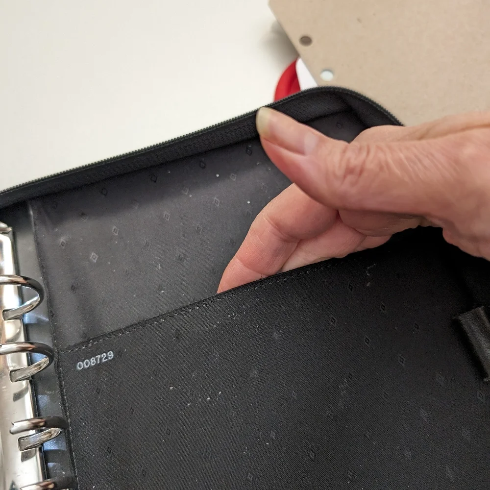 Vtg Black Leather At A Glance Planner Organizer 7 Rings 8.5